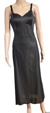 Komar Full Slip Black Size 32 Formal 100% Nylon USA Made 53.5" Long Scallop Hem