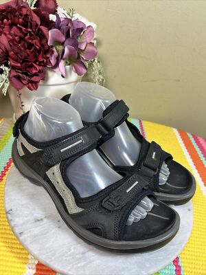 ECCO Receptors Technology Footbed Straps Sandals Black & Gray Men s EU 41 US 7 M