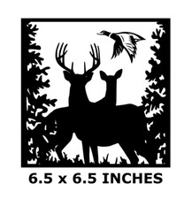 COUNTRY DEER & DUCK SCENE VINYL DECAL FOR 8" GLASS BLOCK DIY CRAFTS BUCK & DOE