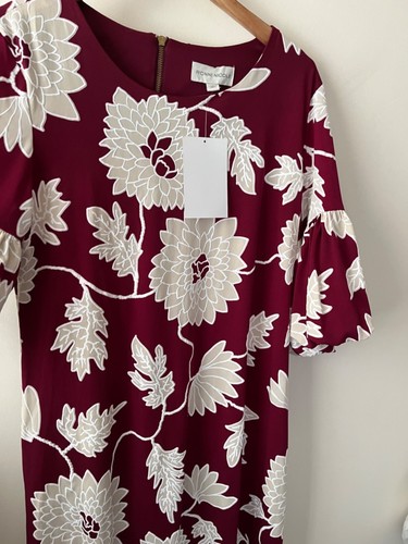 Dress Size 16 Ronni Nicole New Burgundy Floral 3/4 Sleeve Fit Flare Stretch Part - Picture 12 of 16