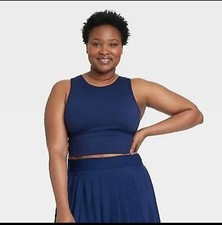 All in Motion Indigo Medium Support Muscle Cropped Sports Bra XS