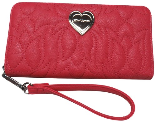 Betsey Johnson Zip Around Wallet Puffy Flowers Coral Pink - 第 1/7 張圖片