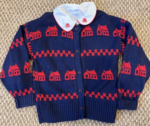 Vintage 90s Hartstrings Schoolhouse Sweater Shirt Short Set 5/6 - Picture 2 of 17