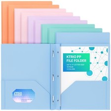 Plastic Folders with Pockets and Prongs 10 Pack 2 Pocket Folders 3 Prong Fold...