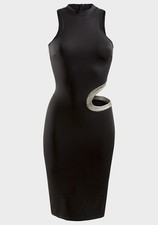 John Zack Maxi Bodycon Black Cocktail Dress sleeveless figure fit evening party