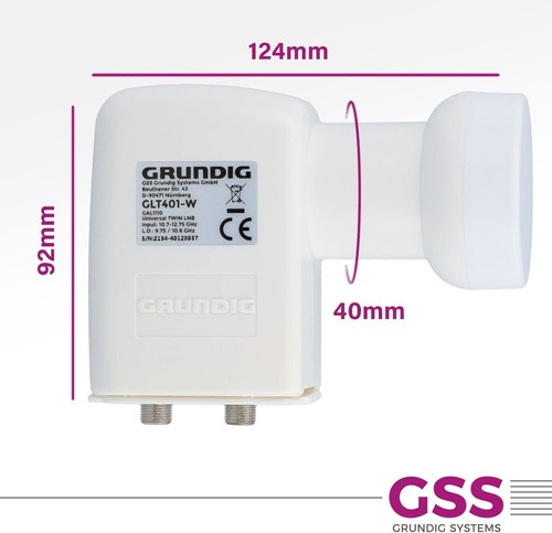 GSS Twin LNB GLT 401 + Aufdrehhilfe - Weiss mit LTE Filter - 2 Teilnehmer - Bild 6 von 8