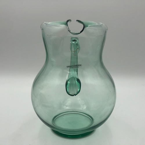 Large Light green crown corning glass water pitcher ball balloon ice lip Mexico - Picture 4 of 7
