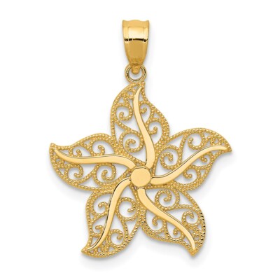 14k Gelbgold poliert filigran Seestern Anhänger perfektes Geschenk für sie