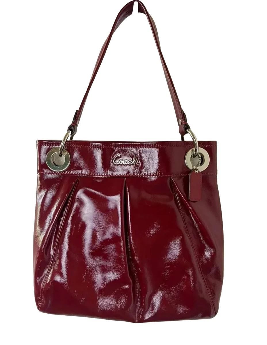 Coach Ashley Shoulder Bag W/strap Leather Handbag Burgundy Red Purse | eBay