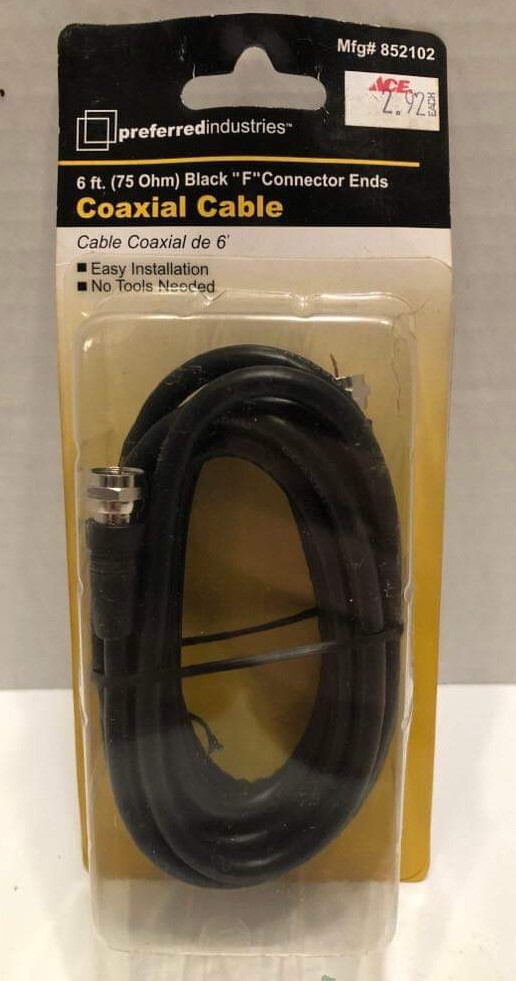 RG6 Coaxial Cable for Satellite TV HD Video with F-Connectors