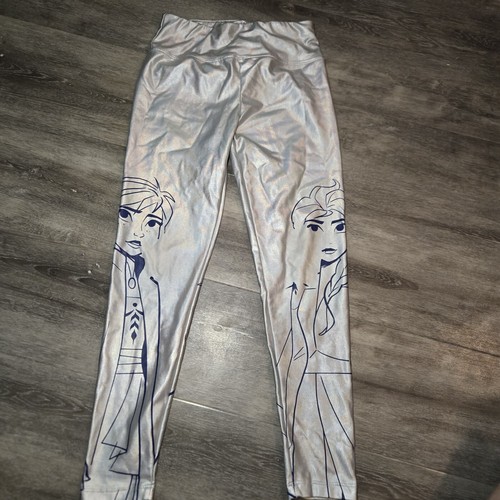 Justice Stretch Elsa & Ana Shimmer/Silver Leggings Girls Size 10