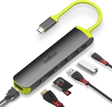 USB C Hub,USB-C Multiport Adapter 7 in 1 with 4K HDMI,VGA,100W Power Delivery, 2