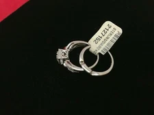 Diamond (0.18 TW) Bridal Engagement / Wedding Band Ring Set - Sterling - Sz 6.75