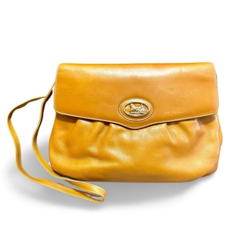 Vintage Celine tanned brown leather shoulder bag with golden logo and carriage. - Picture 2 of 10