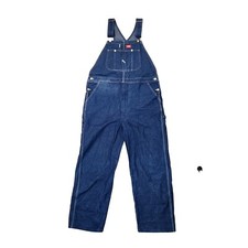 Dickies Blue Jean Bib Overall Carpenter Mens Unisex 40x30 Work Dark Wash Denim