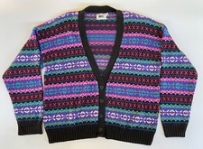 Vintage Women's REI Sweater Size XL Cardigan Multi Colored Fair Isle