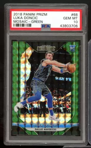 Luka Doncic Rookie Card 2018-19 Panini Prizm Mosaic Green #68 PSA 10