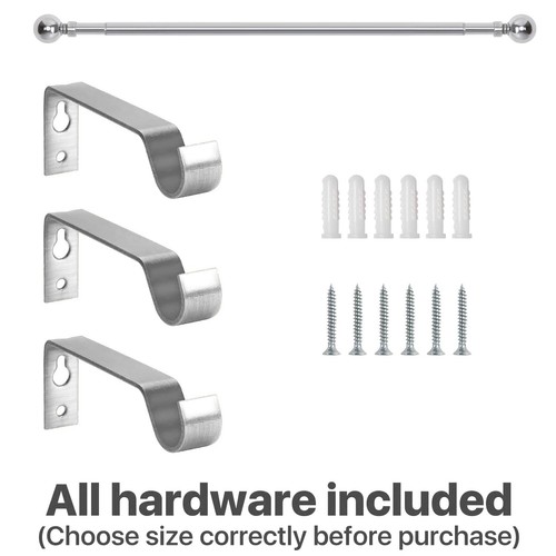 Curtain Pole Extendable Metal 28mm With Round Finials Rings Hooks Rod Fittings - Picture 15 of 41