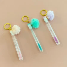 3 for $10 Tube Eyelash Brush/Spoolie with Furball & Gold Keychain | Mascara Wand