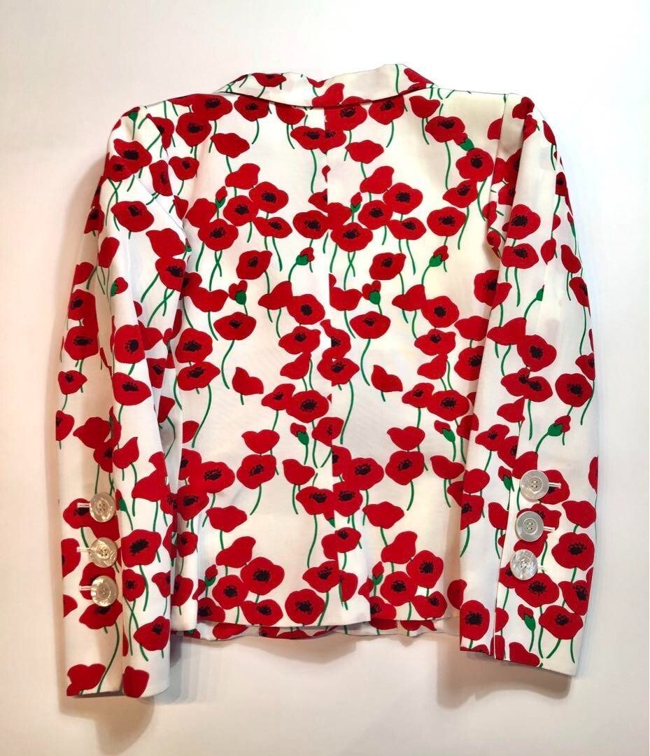 SAINT LAURENT Giacca sartoriale YSL Ribe Gauche con stampa floreale e bottoni a conchiglia donna taglia M