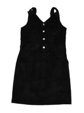 Fox Blood Womens Black Corduroy Sleeveless Adjustable Straps Side Zip Dress M