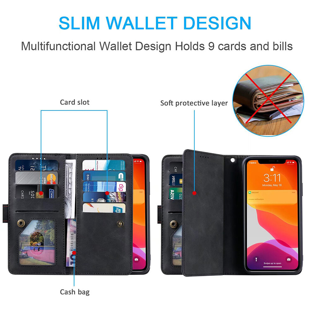 For TCL 20 SE Phone Case Carbon Fiber Card Slots Flip Cover Magnetic Closure Protection Cellphone Cases Shell I303484666