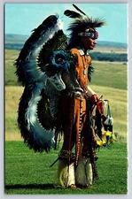 Vtg Postcard Little Bighorn Battlefield Ntl Monument Native American in Dress