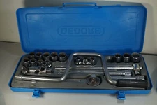 Vintage Gedore D19 TMAX Metric & Imperial AF 1/2 Socket Set 1970's Germany Case