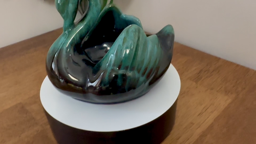 Vintage Blue Mountain Pottery Swan Planter – Green Drip Glaze – Canadian Mid-Cen - Video 1 of 1