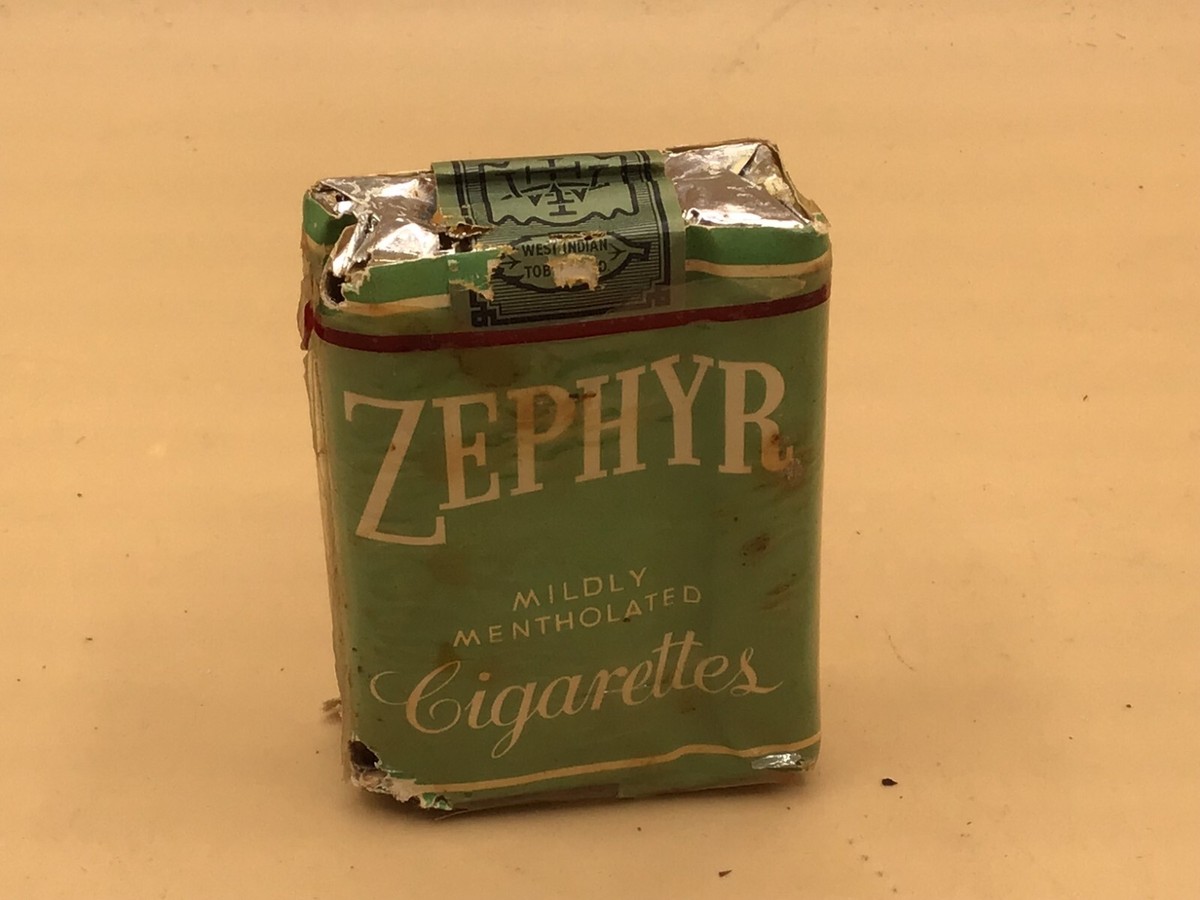 Vtg 1940's ZEPHYR Cigarettes EMPTY Pack Mildly Mentholated West Indian  Tobacco
