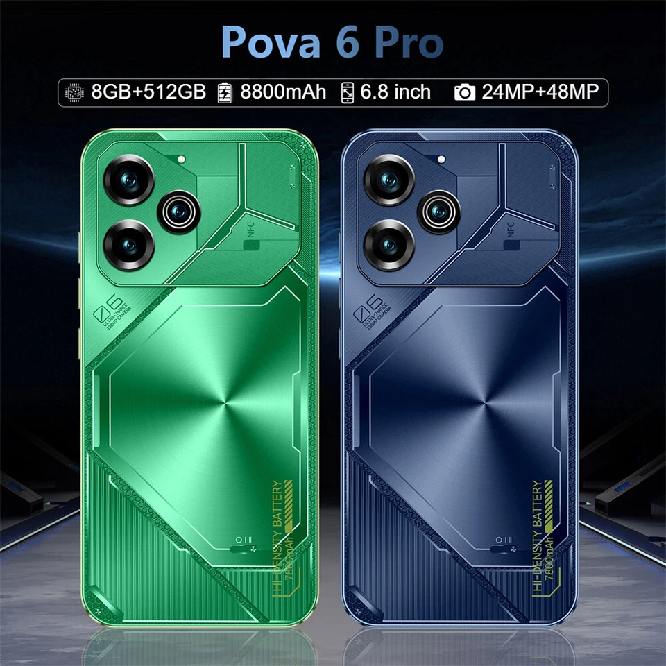 Smartphone Pova 6 Pro 6.8" HD Android Desbloqueado de fábrica 8+512GB Doble SIM Regalos Foto 3 de 4