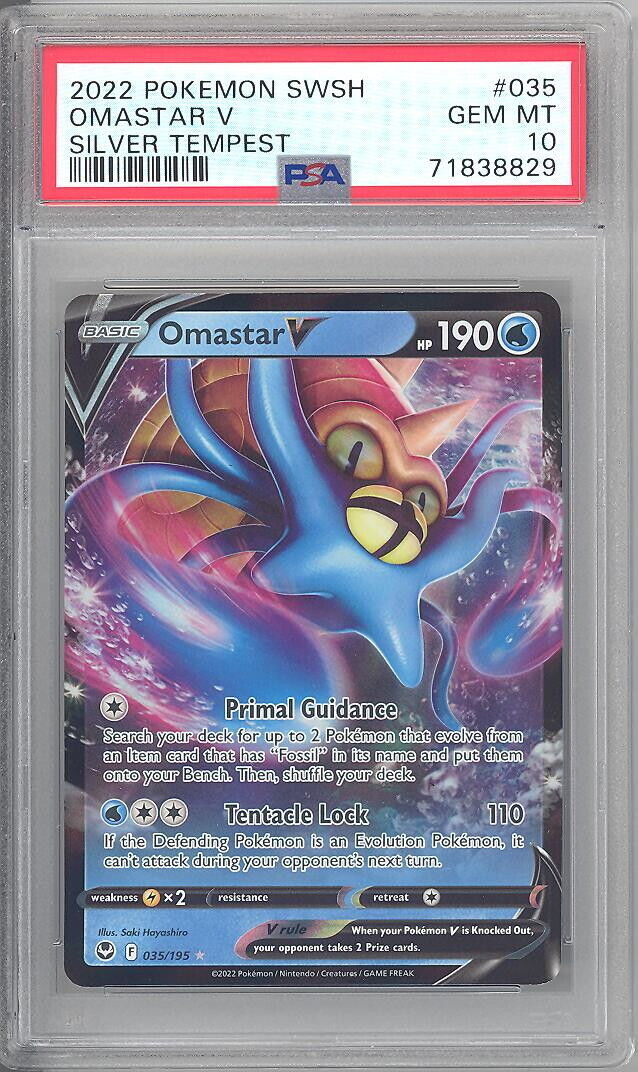 PSA 10 - Pokemon Card - Silver Tempest 035/195 - OMASTAR V PSA 10 - Pokemon Card - Silver Tempest 035/195 - OMASTAR V
