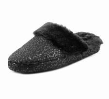 New Sparkle Slippers FauxFur Black Naturalizer Womens S Small 5M 6M Cushion Sole