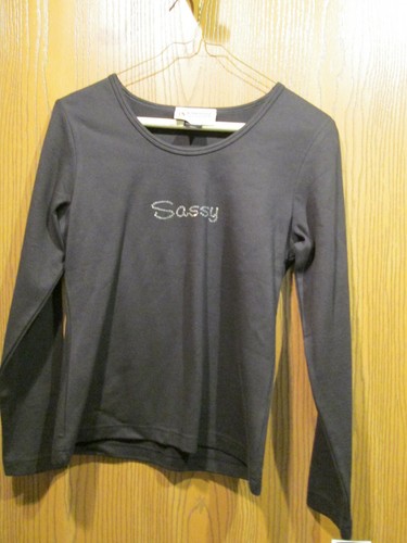 Christine Alexander Women Black Long Sleeve Sassy Rhinestone Top Size S NEW - Picture 6 of 6