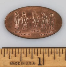 Vintage Souvenir Flattened Canadian Penny with Dionne Quintuplets Quints