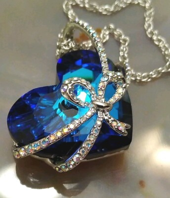 Vintage SWAROVSKI Crystal Blue Heart 