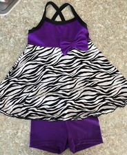 New Niva Miche Dancewear Purple And Zebra Print 2 Piece Babydoll Set Size M