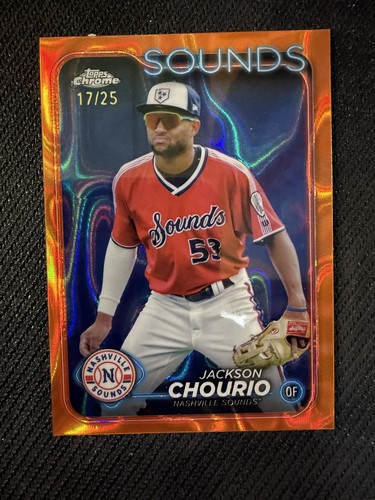 #PDC-104 Jackson Chourio 2024 Topps Pro Debut SN #/25 Sounds Chrome Orange Lava