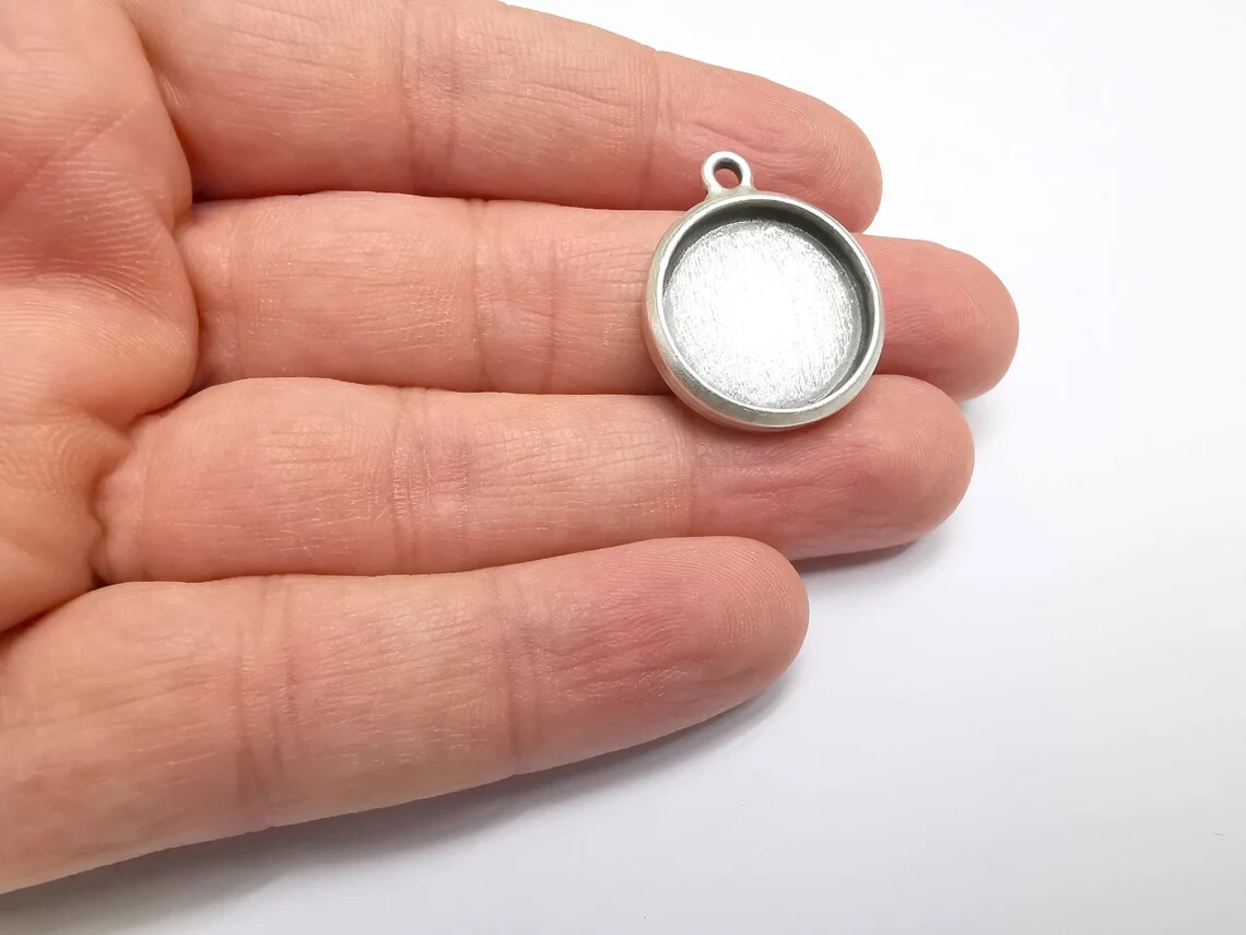 2 Pieces Round Charm Bezel, Resin Blank, inlay Mounting, Mosaic Pendant ...
