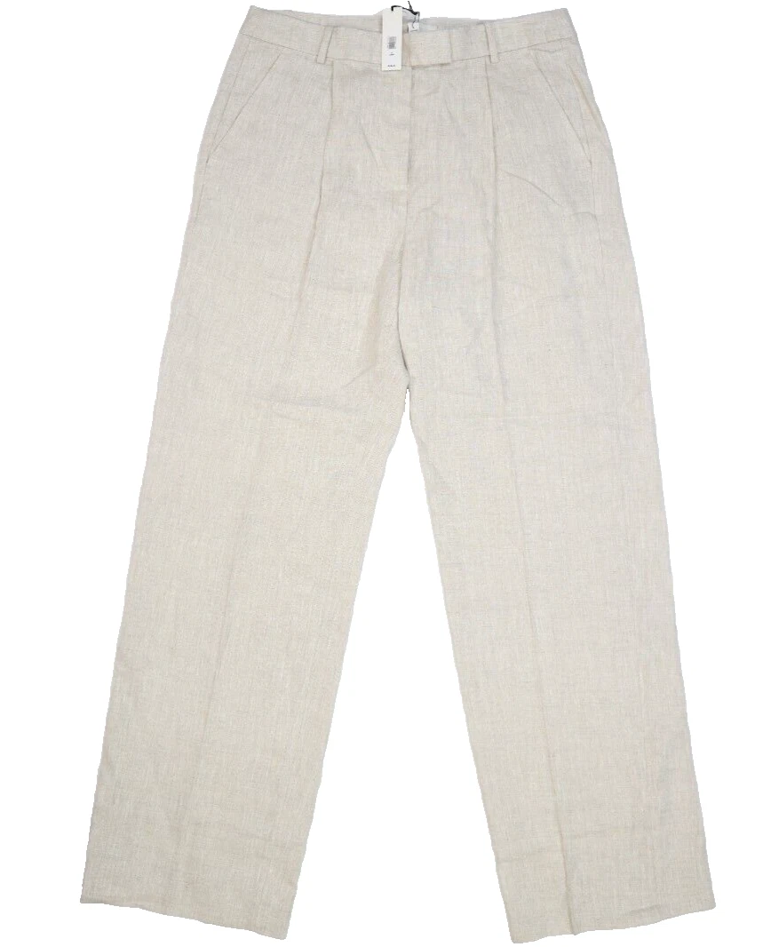 Banana Republic Lina Straight Natural Linen Dress Pant w Pockets Womens 10L