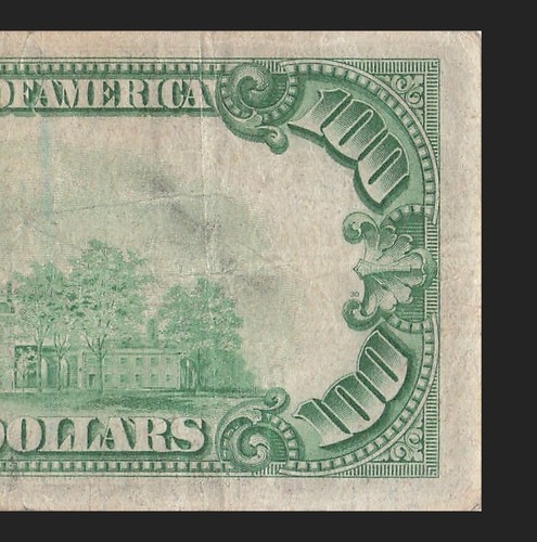 1928 A Chicago One Hundred Dollar Bill G02077597A Gold Clause Pin Hole - Picture 11 of 11
