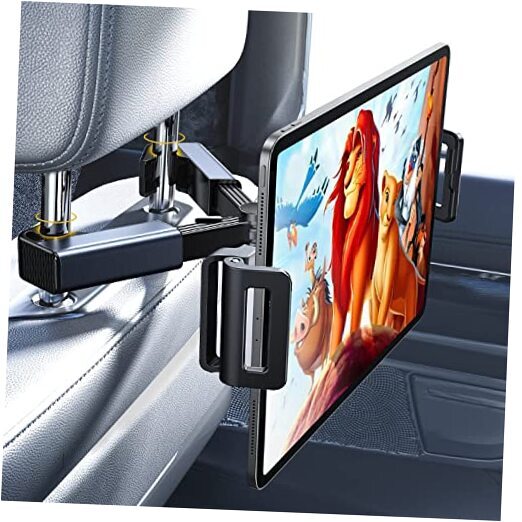 iPad Car Mount Headrest Holder - Universal Tablet Stand for Backseat (Black)-image