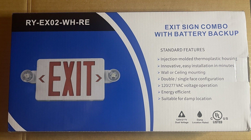 GZRUIYANG Cartello di Uscita con Luci di Emergenza Rosso, Luce di Uscita di Emergenza LED - Foto 1 di 14