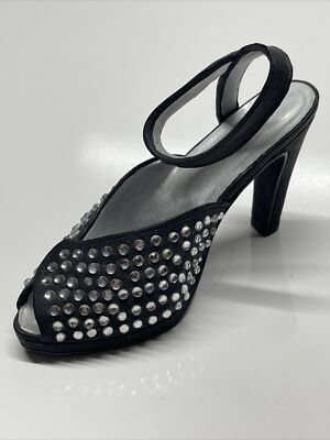 Collector's Just The Right Shoe Raine Pave' 1998 Willits Designs Black High Heel