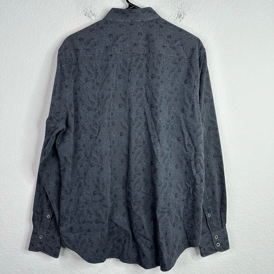 Camisa Robert Graham Para Hombre Grande Negra Cachemira Manga Larga Botón Artístico Caballero Foto 2 de 4