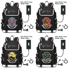 Harry Potter Hogwarts USB Mochila Estudiante Negra Bolso Escolar Hombres Viaje Laptop Bolso