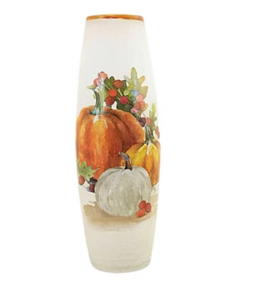 Jarrón esmerilado iluminado grande de calabaza Stony Creek de 12 pulgadas. Decoración de otoño de Acción de Gracias Foto 2 de 4