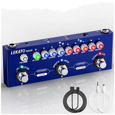 Bass Multi Effects Pedal with 9 AMP Modes & Bluetooth