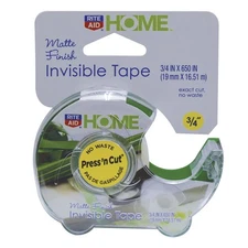 Rite Aid Home Invisible Tape with Press N' Cut Dispenser, 3/4 in x 650 in