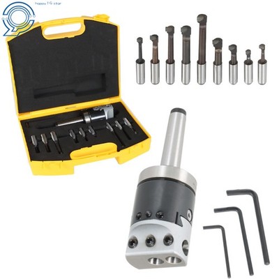 Boring Head 2'' With MT2 Shank 3/8-16 Thread and 9Pcs 1/2'' Shank Boring Bar Sets